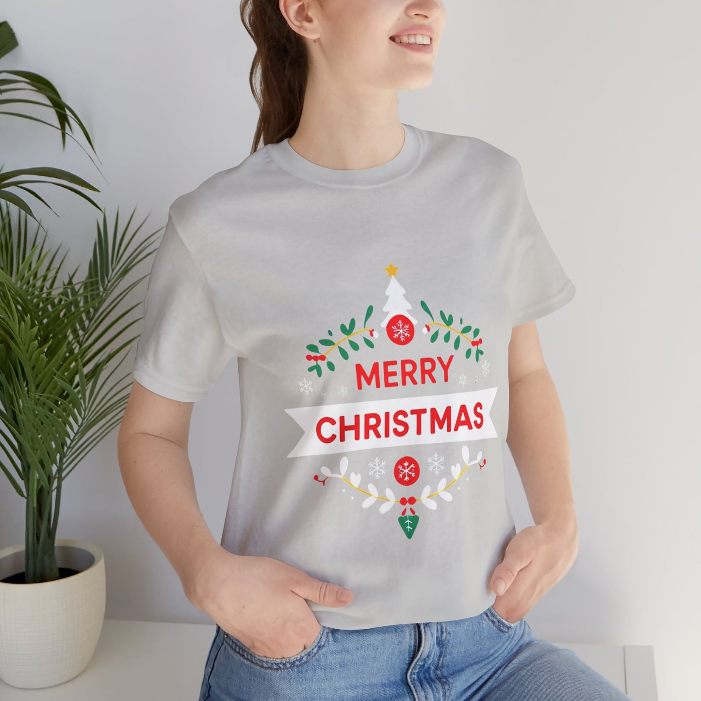 Merry Christmas Unisex Tee, Holiday T-Shirt, Festive Short Sleeve Shirt, Christmas Gift, Seasonal Apparel