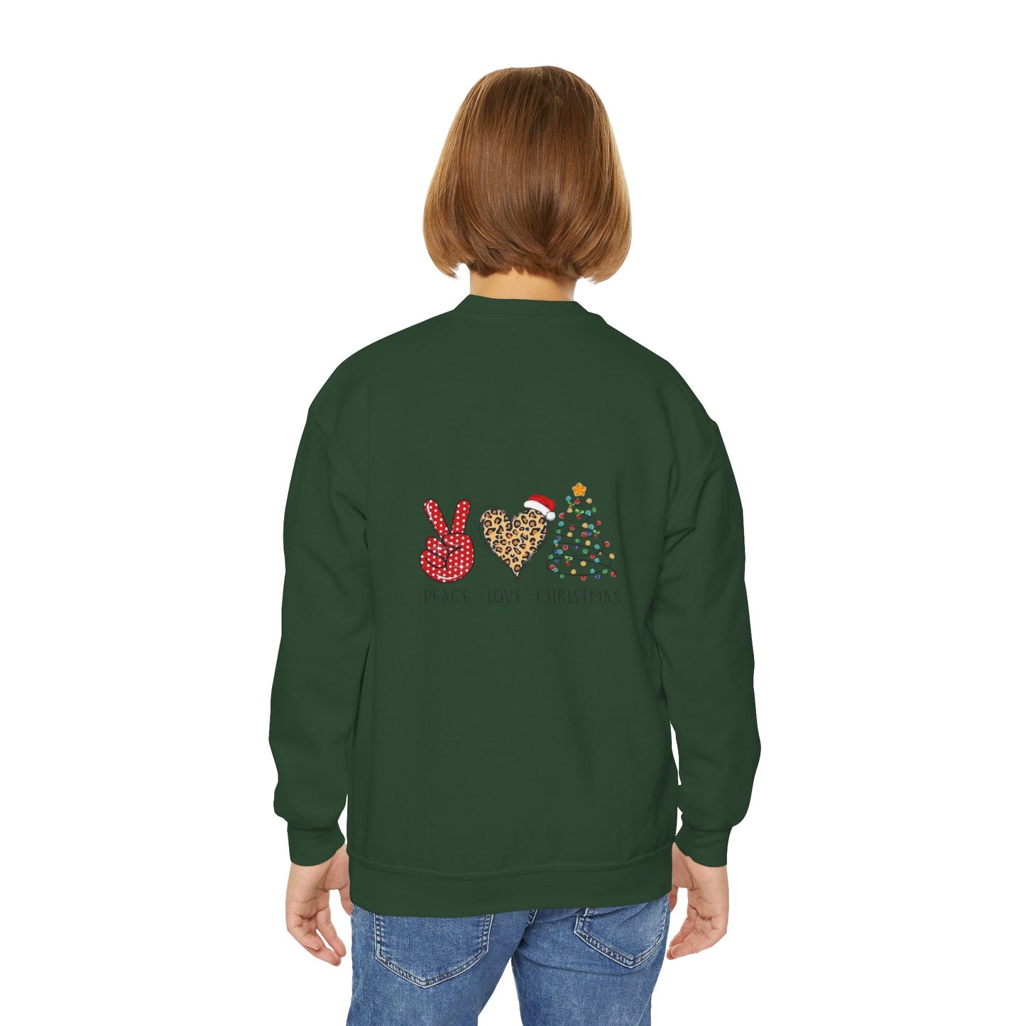 Festive Youth Crewneck Sweatshirt with Merry Christmas and Peace, Love, Christmas Designs, Holiday Sweatshirt, Kids Christmas Gift, [...]