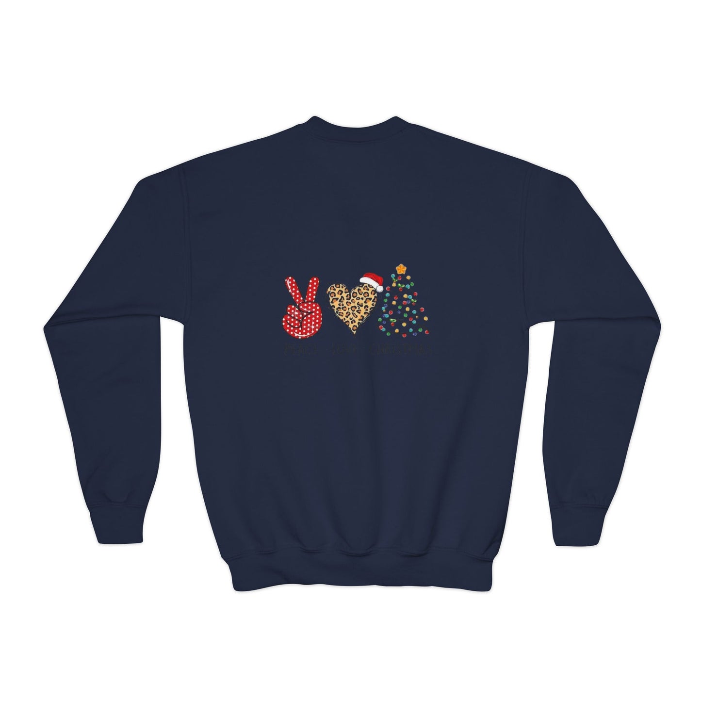Festive Youth Crewneck Sweatshirt with Merry Christmas and Peace, Love, Christmas Designs, Holiday Sweatshirt, Kids Christmas Gift, [...]