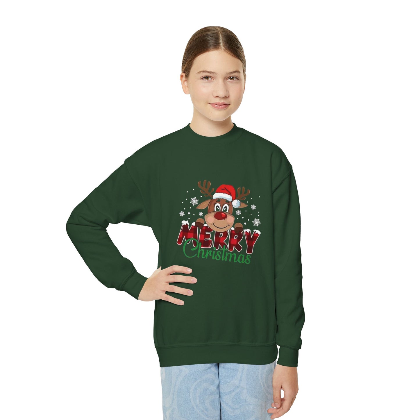 Festive Youth Crewneck Sweatshirt with Merry Christmas and Peace, Love, Christmas Designs, Holiday Sweatshirt, Kids Christmas Gift, [...]