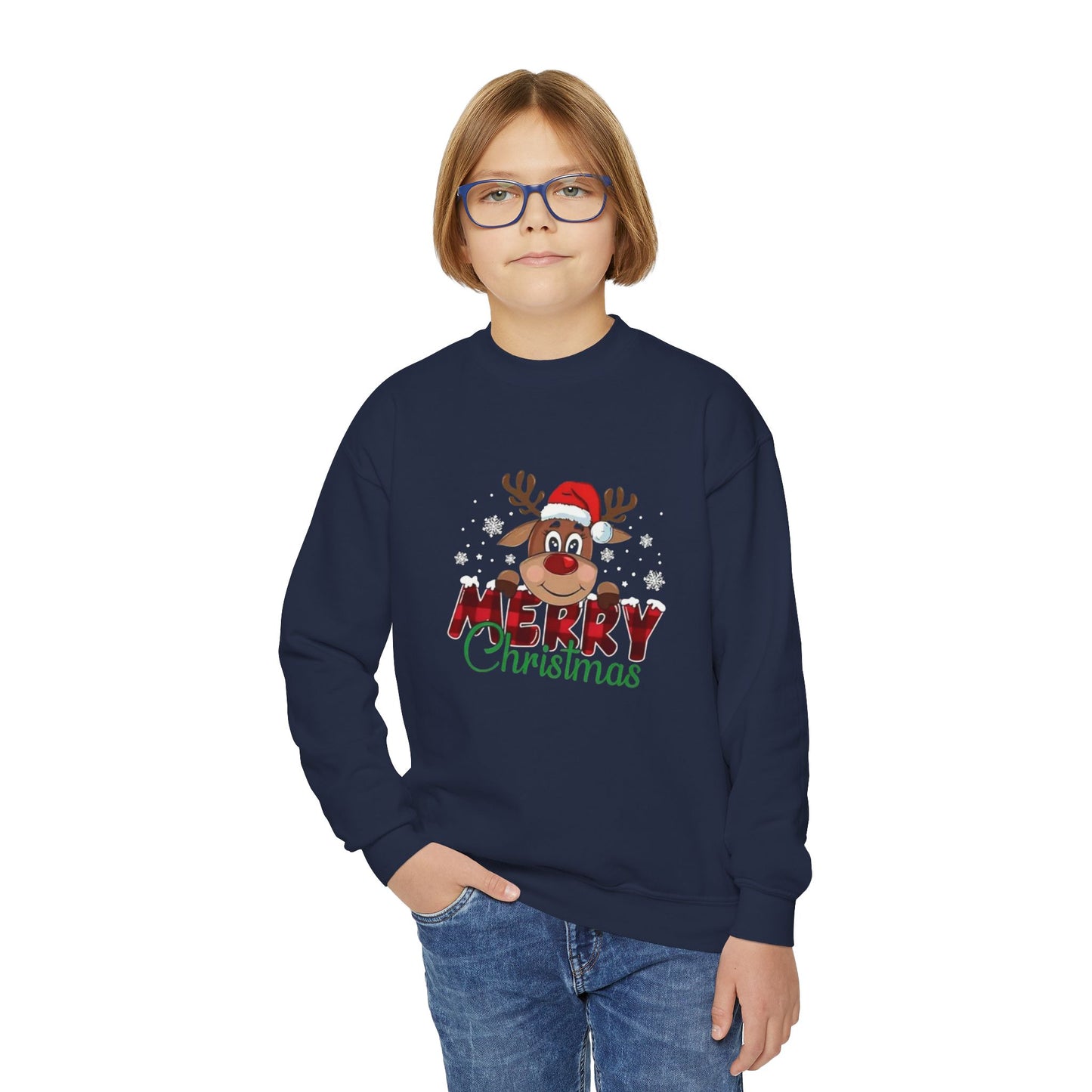 Festive Youth Crewneck Sweatshirt with Merry Christmas and Peace, Love, Christmas Designs, Holiday Sweatshirt, Kids Christmas Gift, [...]