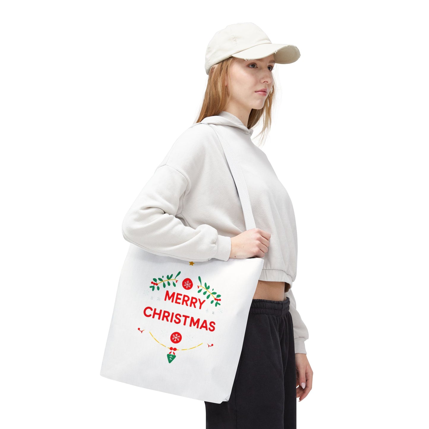 Christmas Tote Bag, Holiday Shopping Bag, Merry Christmas Gift, Seasonal Reusable Bag, Merry & Bright Tote ( customize available)
