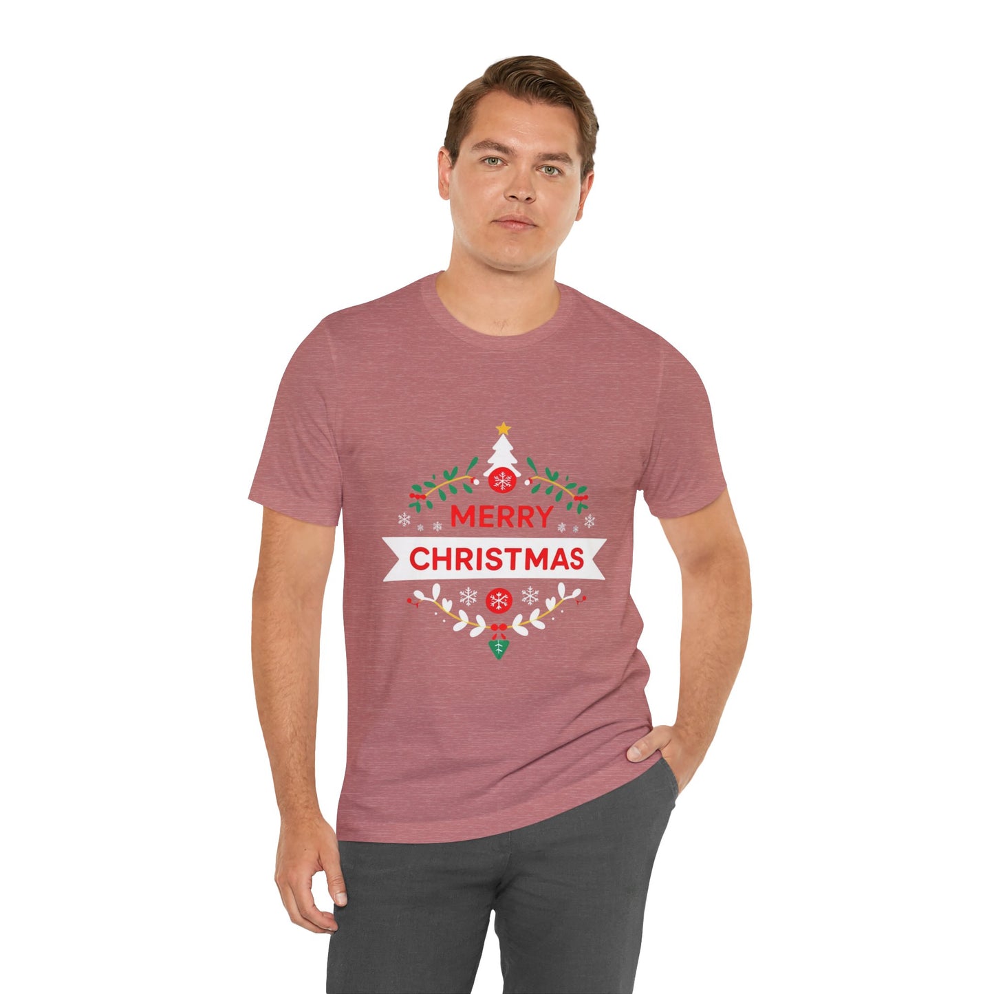 Merry Christmas Unisex Tee, Holiday T-Shirt, Festive Short Sleeve Shirt, Christmas Gift, Seasonal Apparel