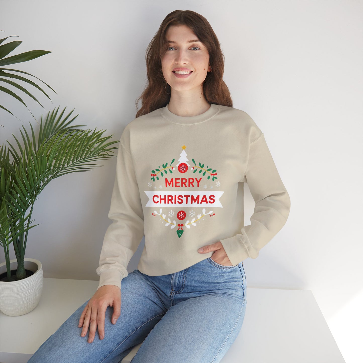 Merry Christmas Unisex Crewneck Sweatshirt, Holiday Sweater, Christmas Gift, Cozy Crewneck, Winter Fashion