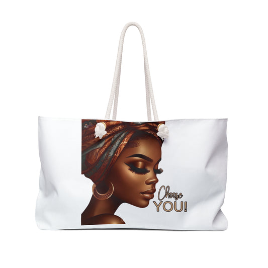 Stylish Weekender Bag for Empowerment and Self-Care, Travel Tote, Beach Bag, Gym Bag, Linen Tote