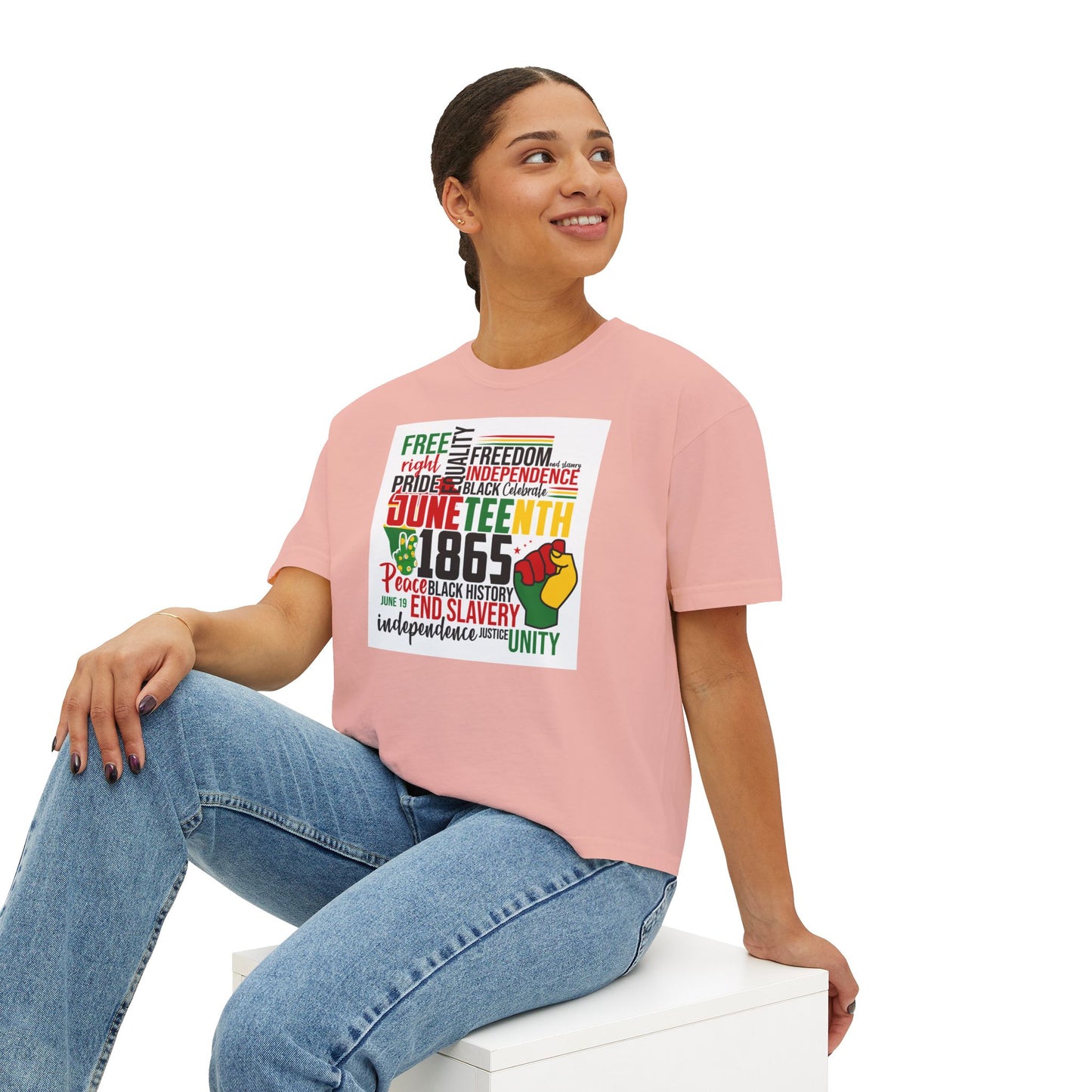 Juneteenth Boxy Tee, Women's Equality T-Shirt, LGBTQ Pride Top, Black History Month Shirt, Freedom and Unity Apparel, Celebratory [...]