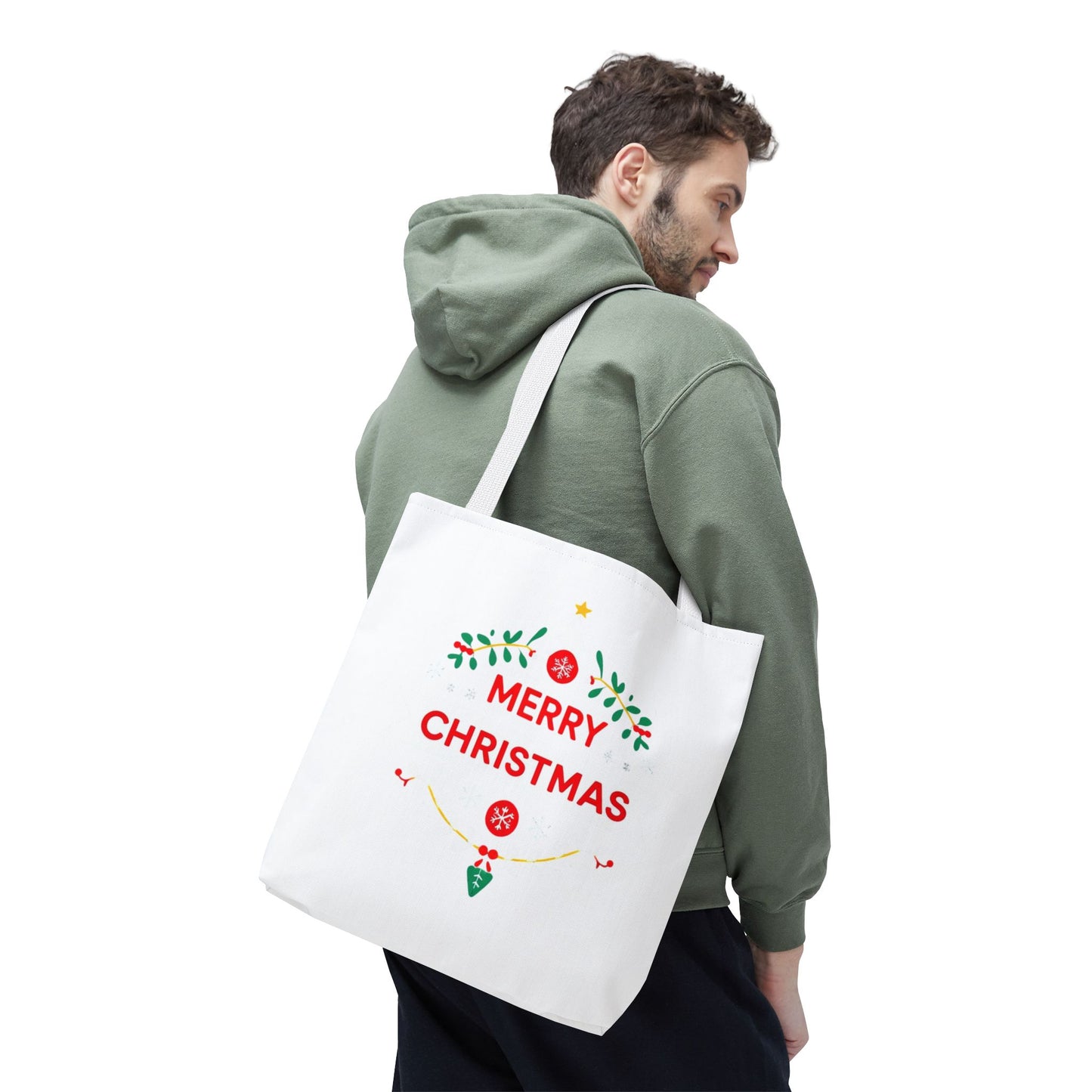 Christmas Tote Bag, Holiday Shopping Bag, Merry Christmas Gift, Seasonal Reusable Bag, Merry & Bright Tote ( customize available)