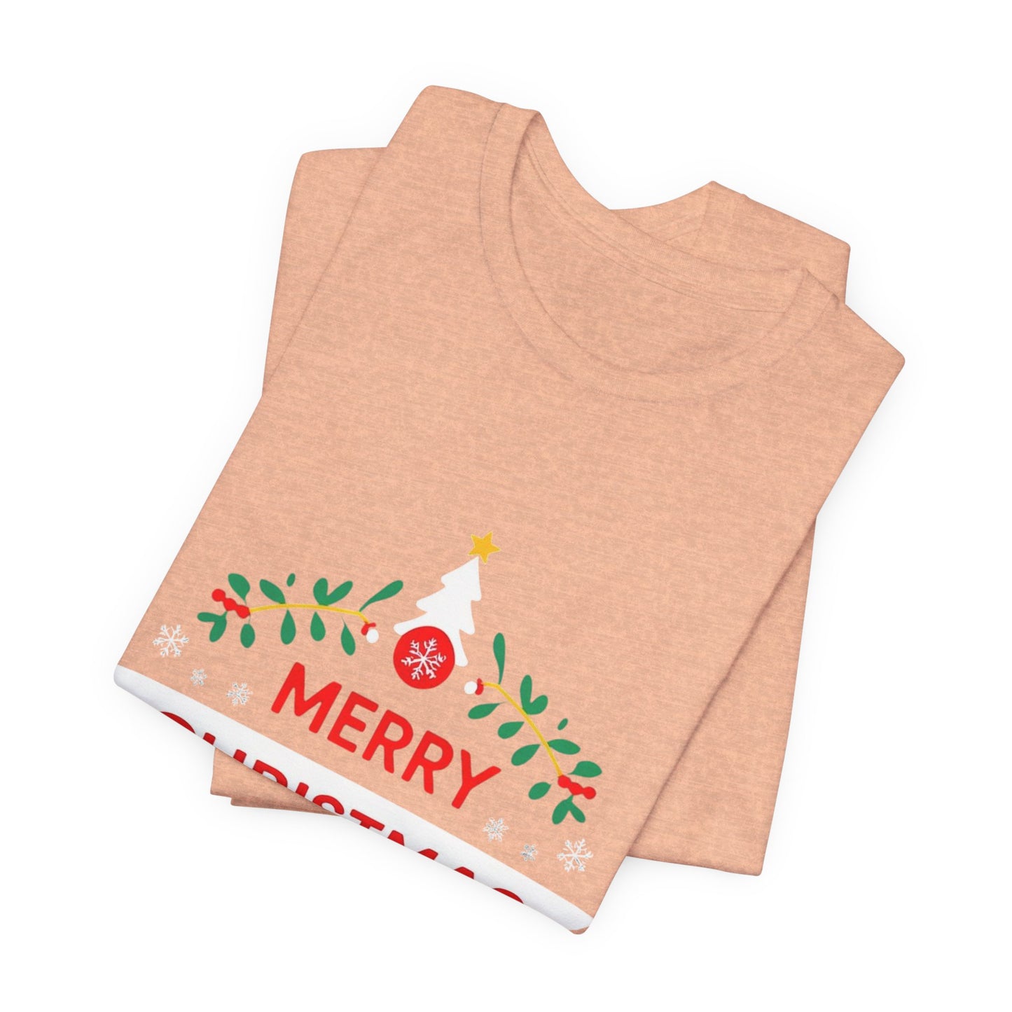 Merry Christmas Unisex Tee, Holiday T-Shirt, Festive Short Sleeve Shirt, Christmas Gift, Seasonal Apparel
