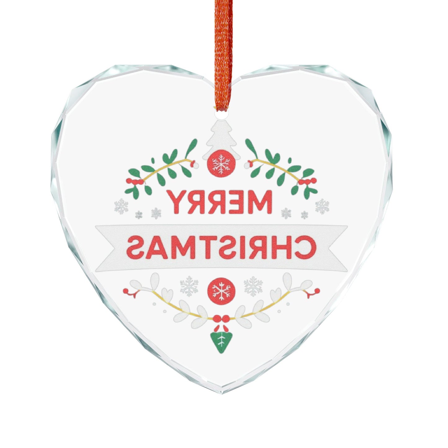 Crystal Glass Ornament - Heart-Shaped Holiday Decor, Merry Christmas Decoration, Holiday Gift, Keepsake, Tree Ornament