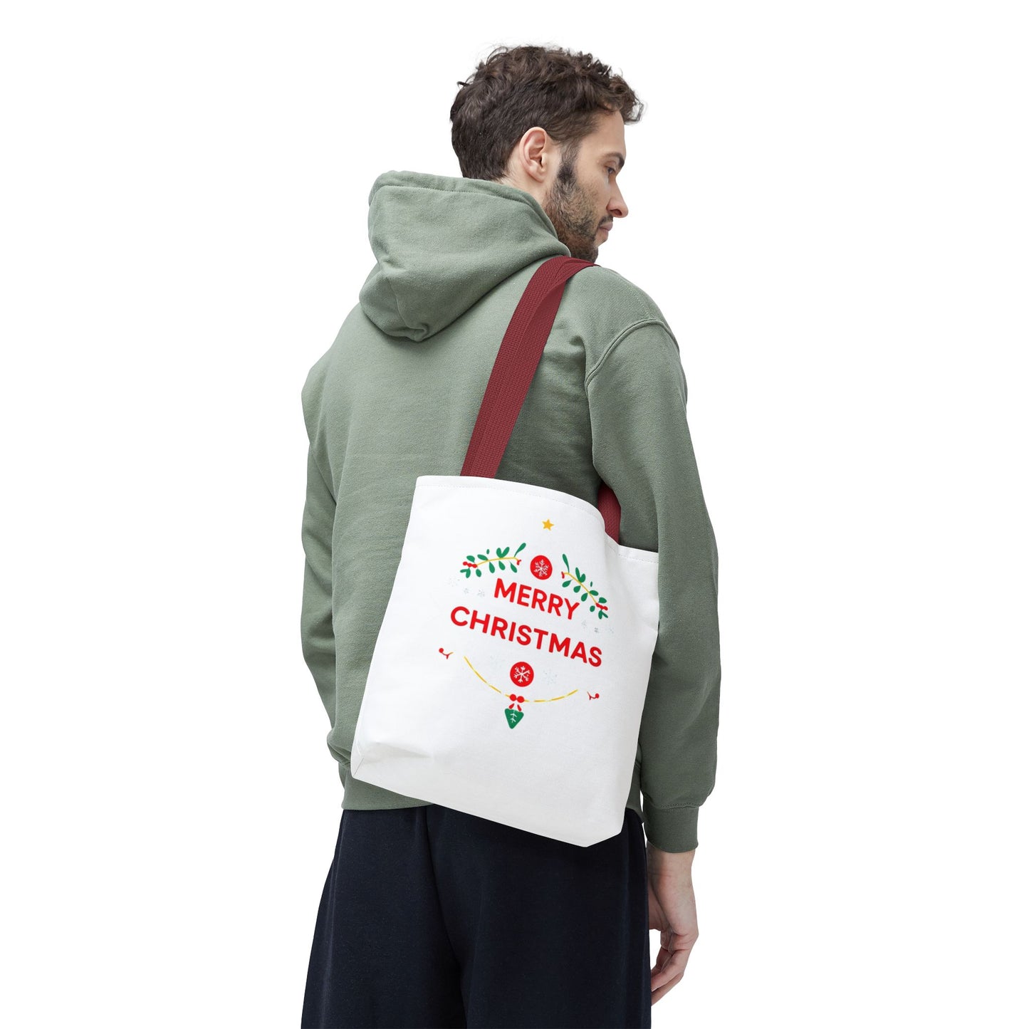 Christmas Tote Bag, Holiday Shopping Bag, Merry Christmas Gift, Seasonal Reusable Bag, Merry & Bright Tote ( customize available)