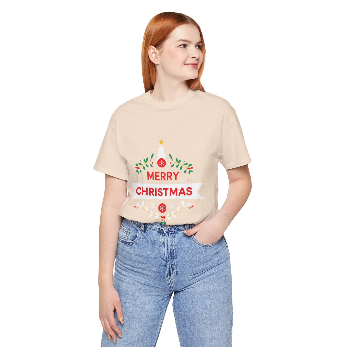 Merry Christmas Unisex Tee, Holiday T-Shirt, Festive Short Sleeve Shirt, Christmas Gift, Seasonal Apparel