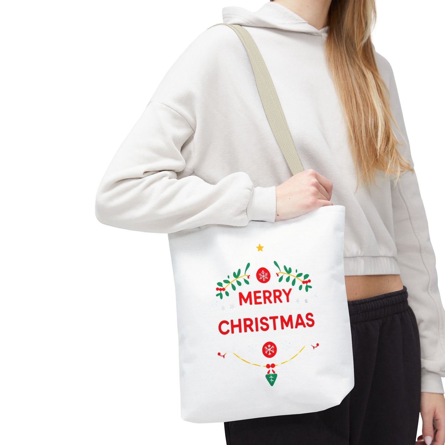 Christmas Tote Bag, Holiday Shopping Bag, Merry Christmas Gift, Seasonal Reusable Bag, Merry & Bright Tote ( customize available)