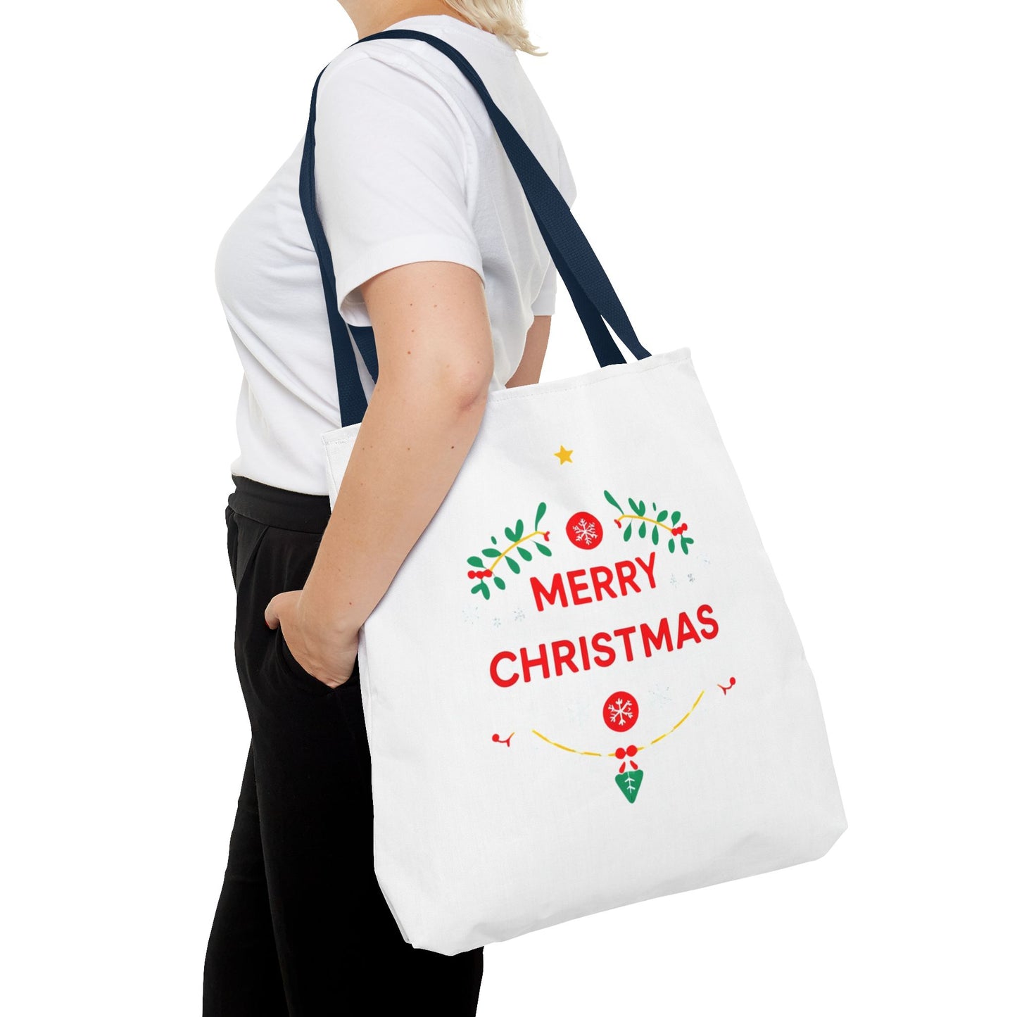 Christmas Tote Bag, Holiday Shopping Bag, Merry Christmas Gift, Seasonal Reusable Bag, Merry & Bright Tote ( customize available)