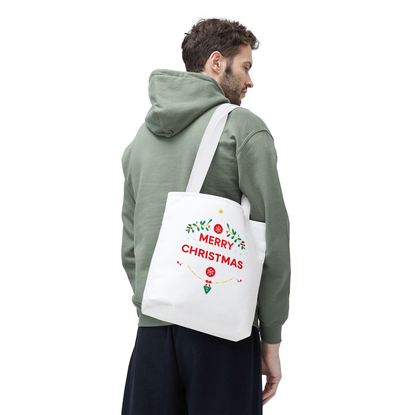 Christmas Tote Bag, Holiday Shopping Bag, Merry Christmas Gift, Seasonal Reusable Bag, Merry & Bright Tote ( customize available)