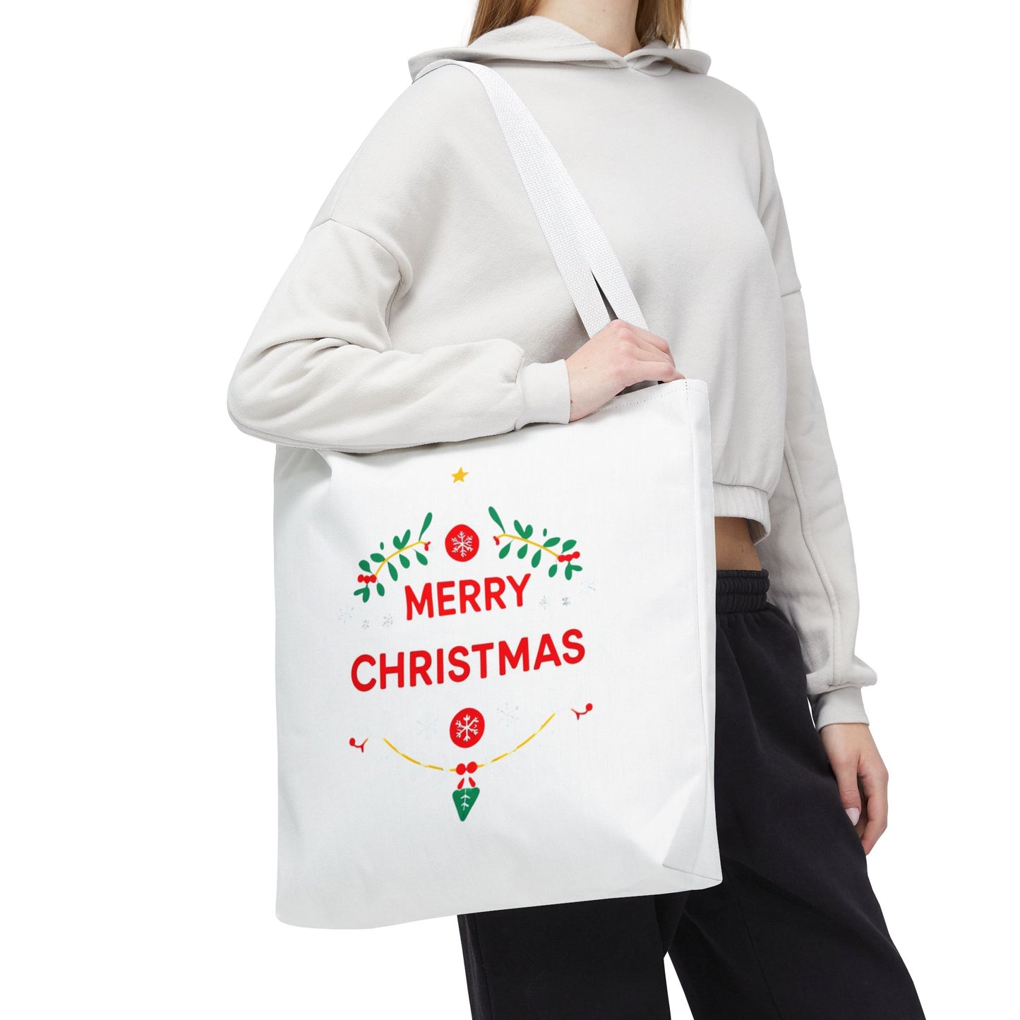 Christmas Tote Bag, Holiday Shopping Bag, Merry Christmas Gift, Seasonal Reusable Bag, Merry & Bright Tote ( customize available)