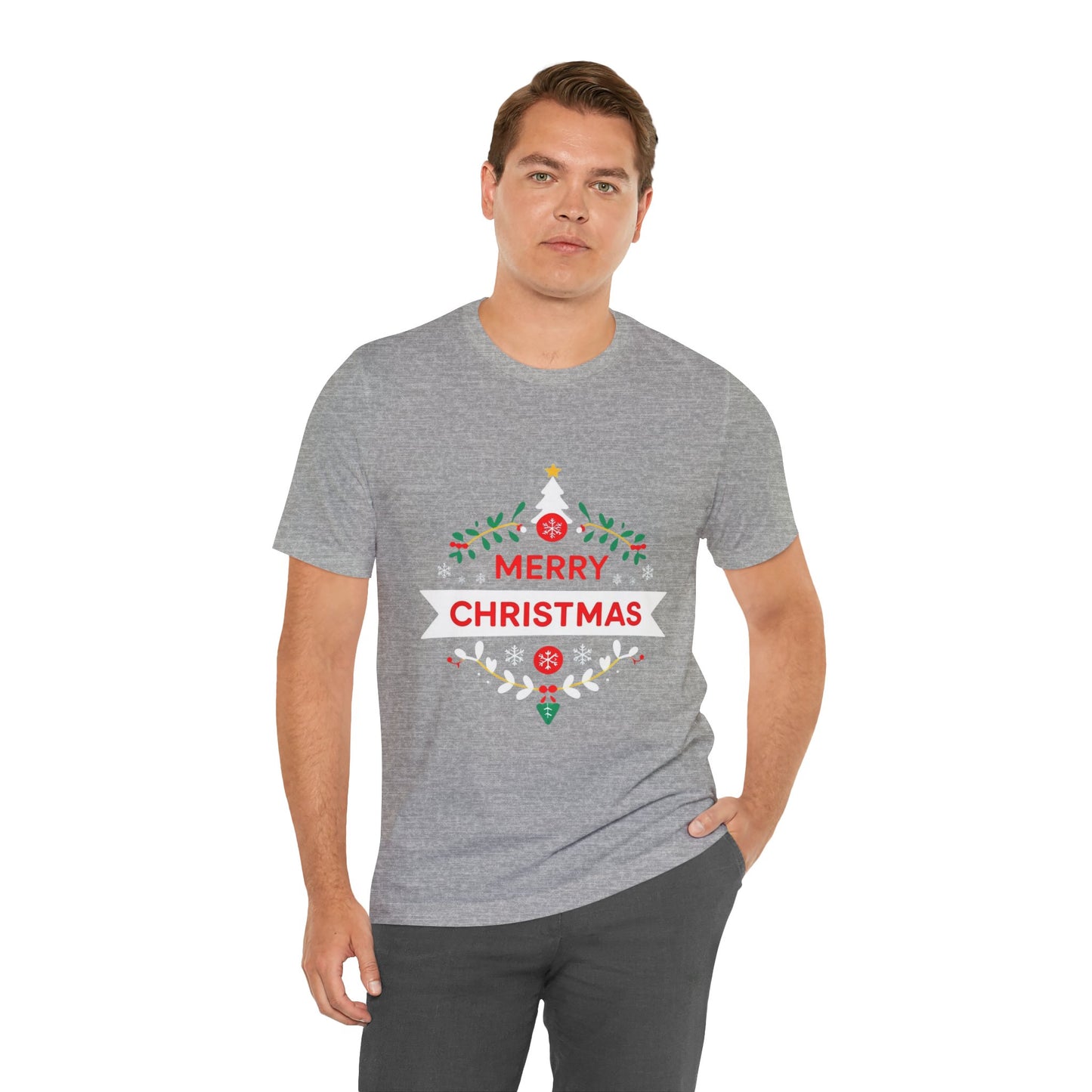 Merry Christmas Unisex Tee, Holiday T-Shirt, Festive Short Sleeve Shirt, Christmas Gift, Seasonal Apparel