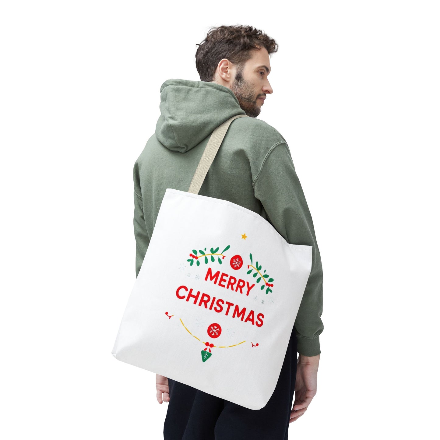 Christmas Tote Bag, Holiday Shopping Bag, Merry Christmas Gift, Seasonal Reusable Bag, Merry & Bright Tote ( customize available)