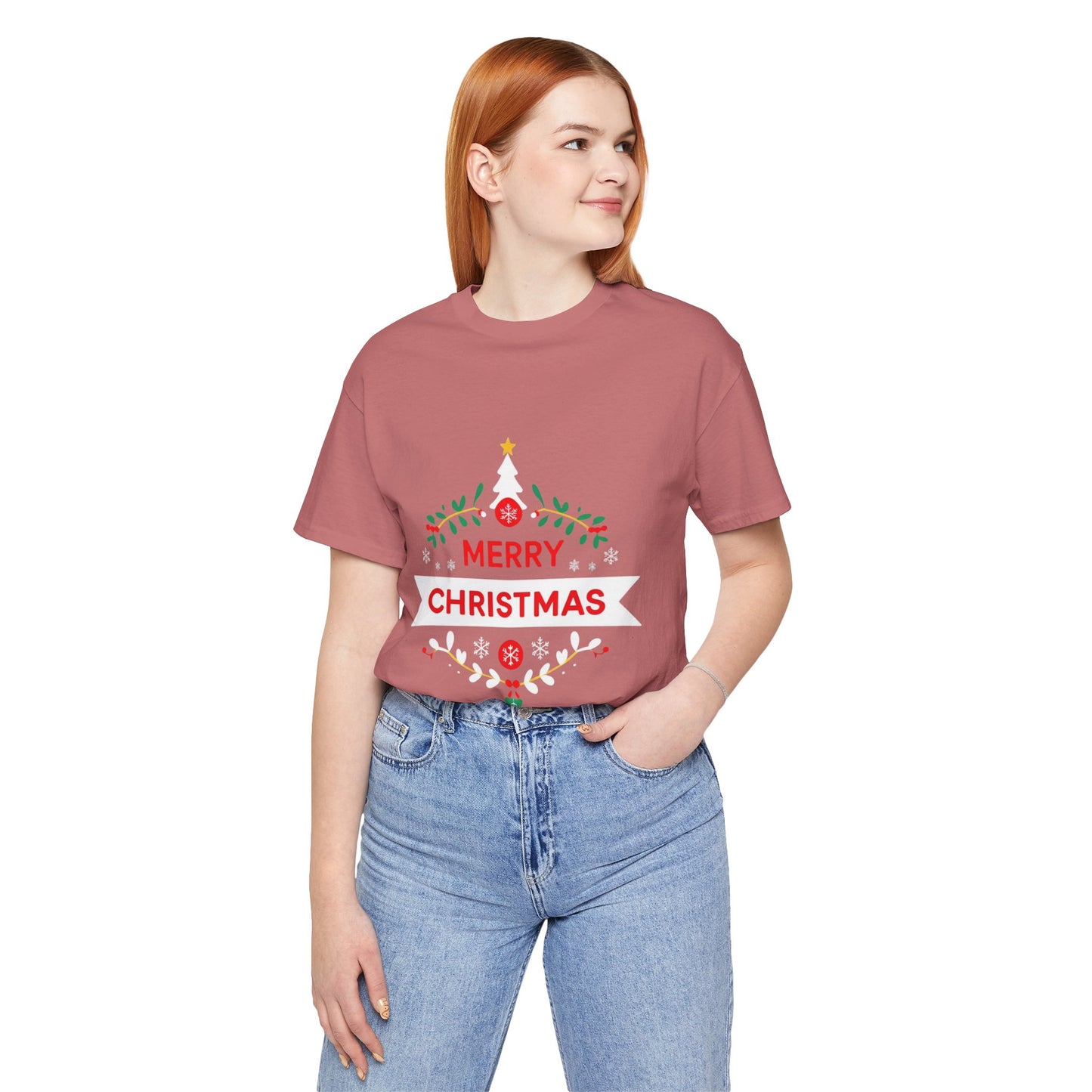 Merry Christmas Unisex Tee, Holiday T-Shirt, Festive Short Sleeve Shirt, Christmas Gift, Seasonal Apparel
