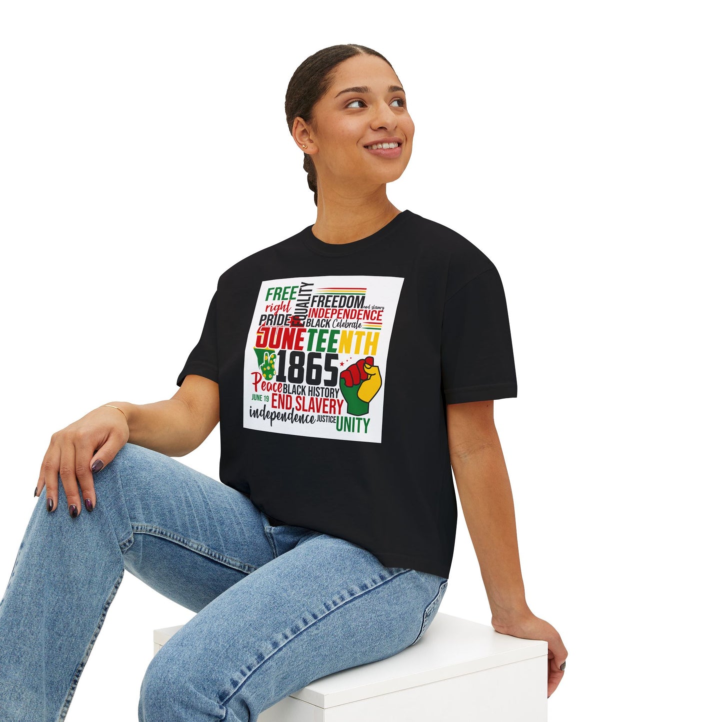 Juneteenth Boxy Tee, Women's Equality T-Shirt, LGBTQ Pride Top, Black History Month Shirt, Freedom and Unity Apparel, Celebratory [...]