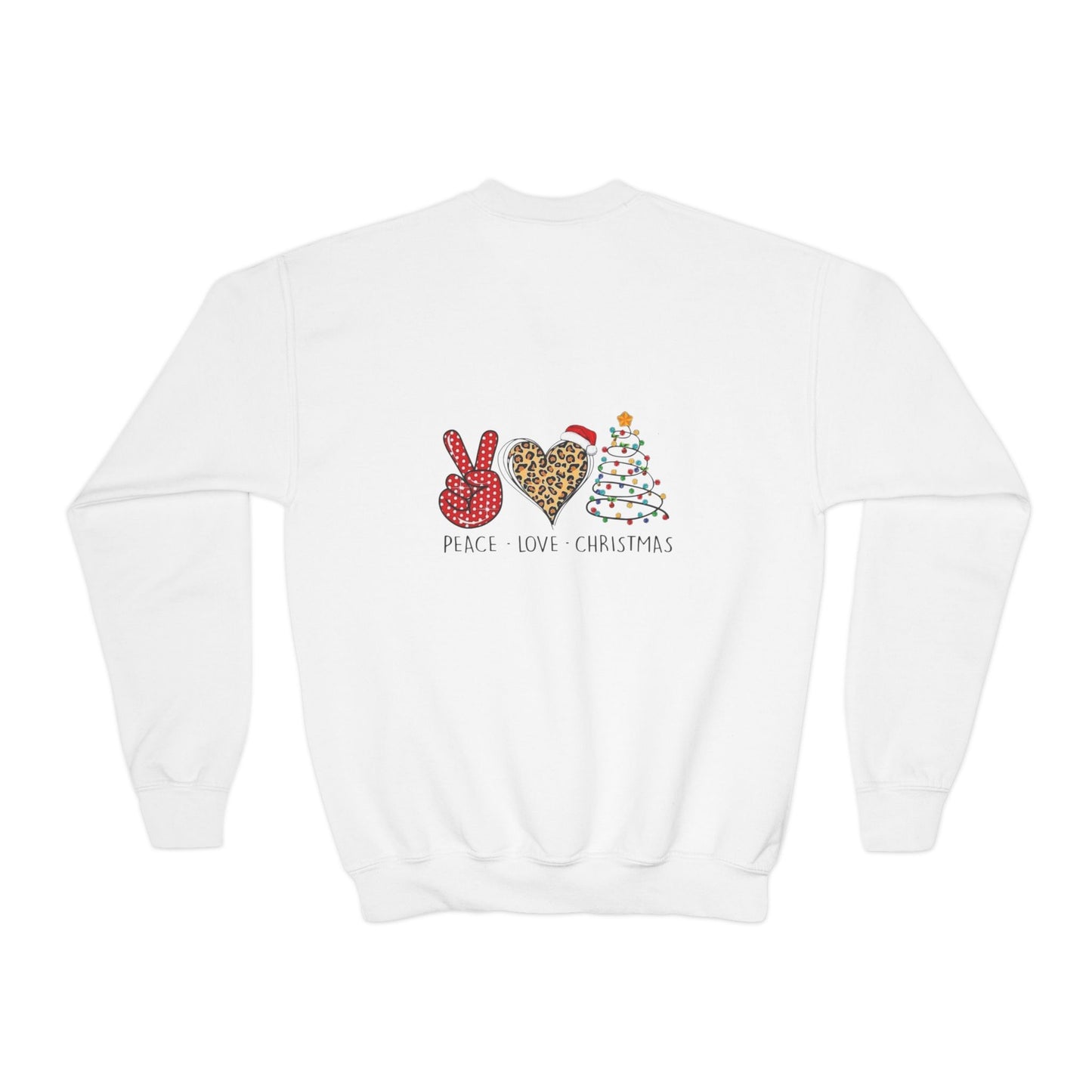 Festive Youth Crewneck Sweatshirt with Merry Christmas and Peace, Love, Christmas Designs, Holiday Sweatshirt, Kids Christmas Gift, [...]