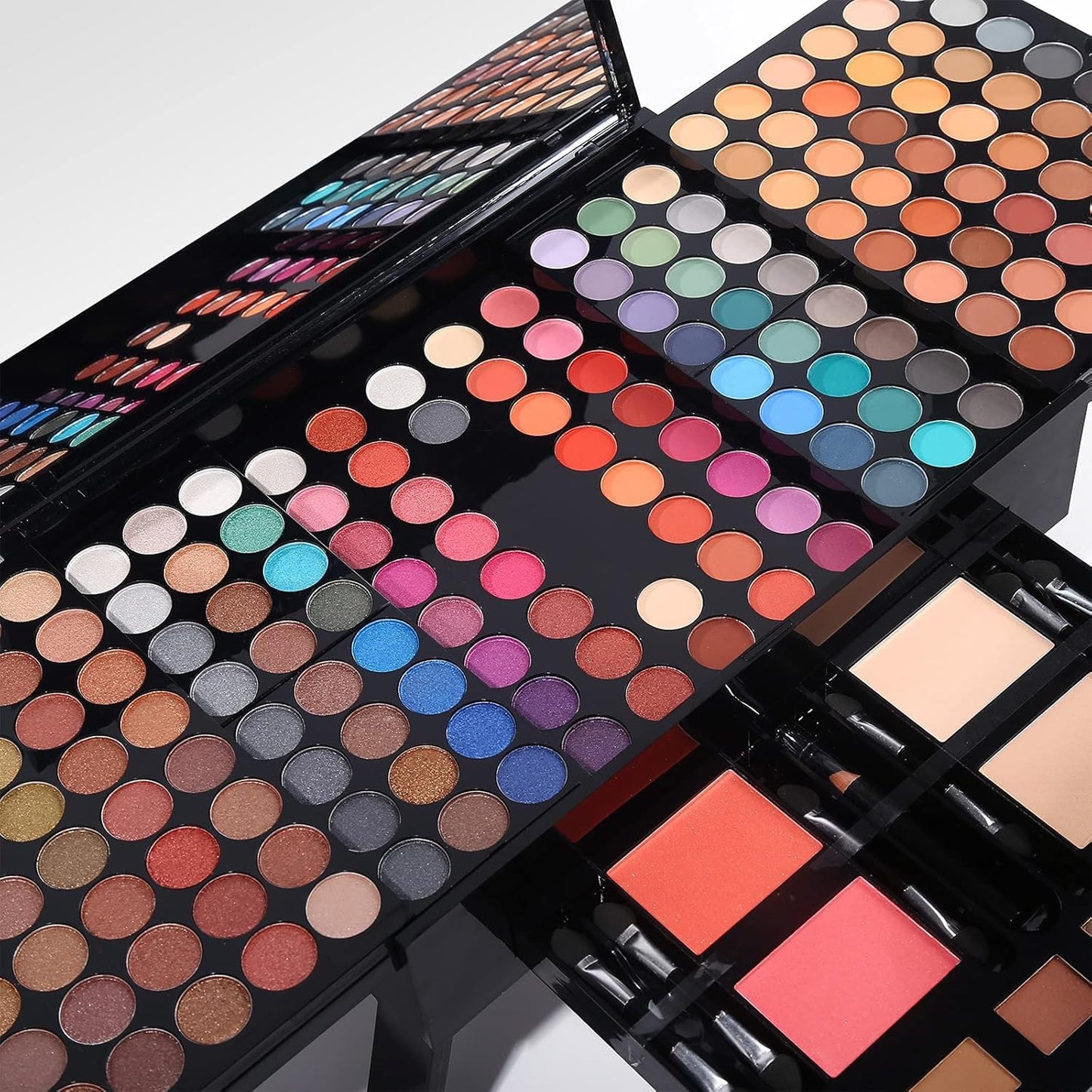 Kit de maquillaje profesional para mujeres con espejo, todo en uno, set de regalo de maquillaje para adolescentes, paleta de sombra de ojos de 180 colores, 2 rubor, 2 polvos, 1 delineador de ojos, 4