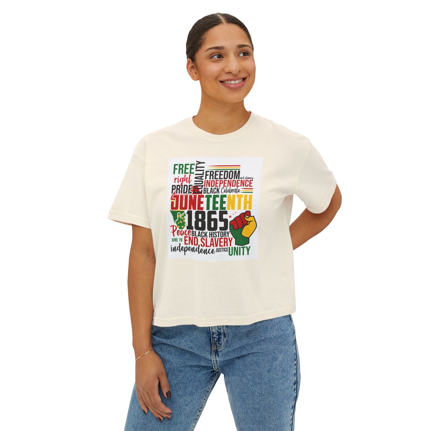 Juneteenth Boxy Tee, Women's Equality T-Shirt, LGBTQ Pride Top, Black History Month Shirt, Freedom and Unity Apparel, Celebratory [...]