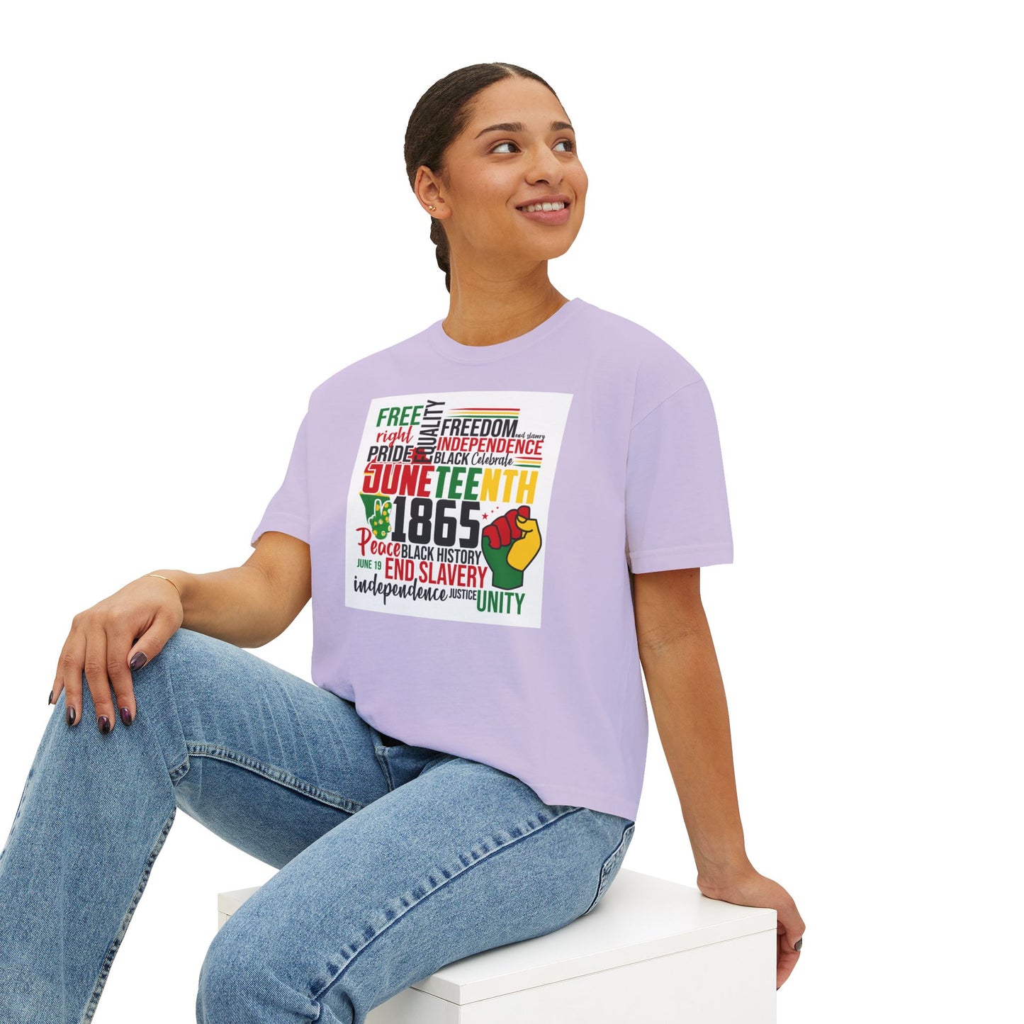 Juneteenth Boxy Tee, Women's Equality T-Shirt, LGBTQ Pride Top, Black History Month Shirt, Freedom and Unity Apparel, Celebratory [...]