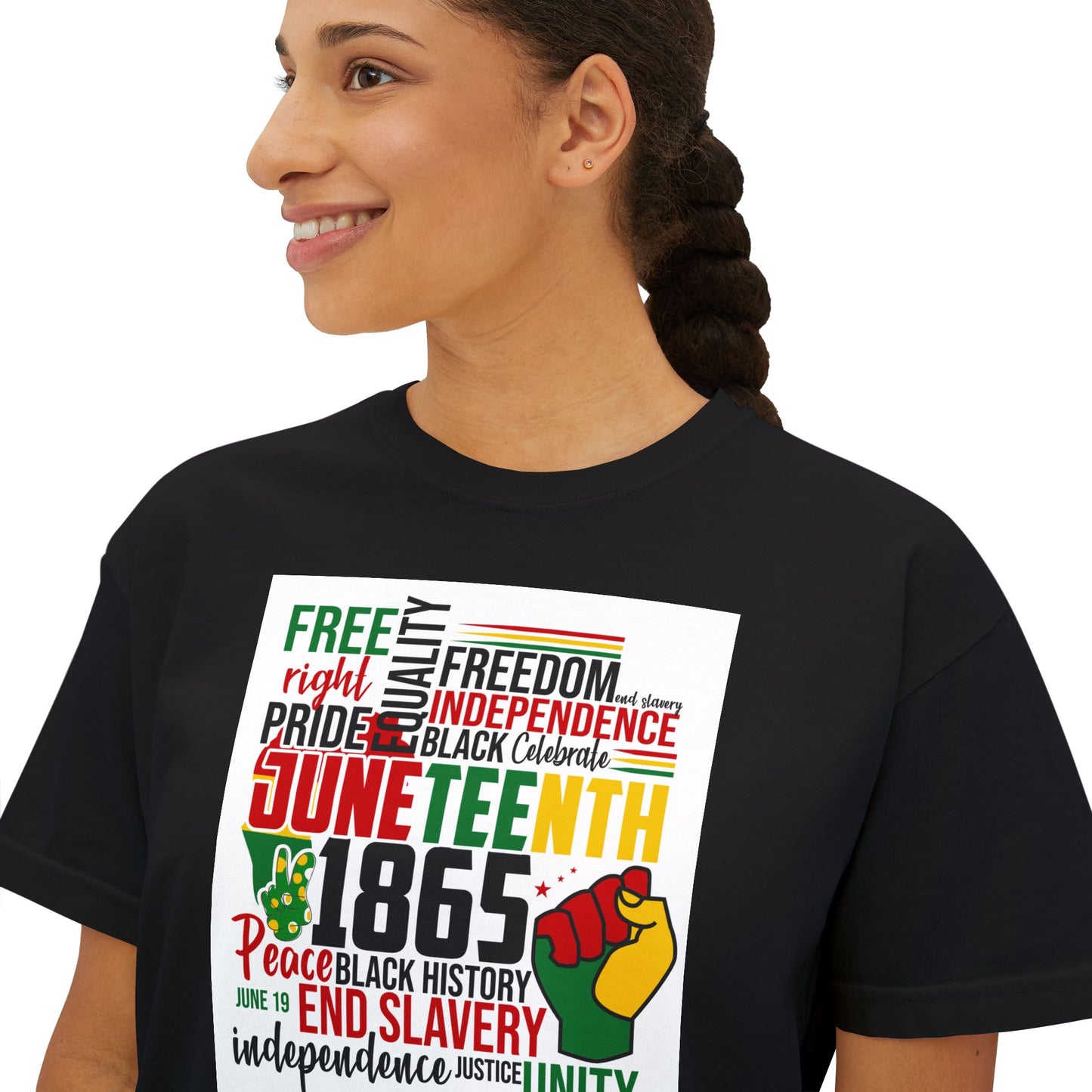 Juneteenth Boxy Tee, Women's Equality T-Shirt, LGBTQ Pride Top, Black History Month Shirt, Freedom and Unity Apparel, Celebratory [...]