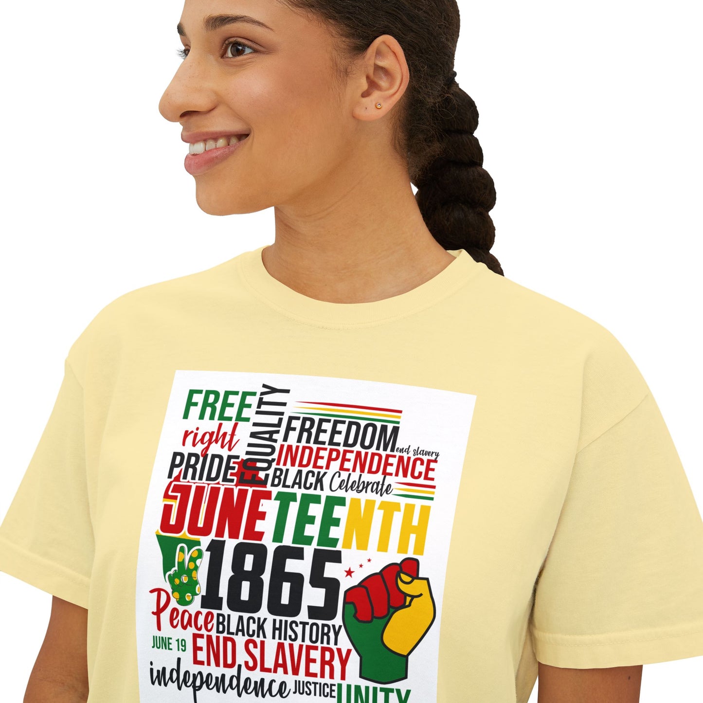 Juneteenth Boxy Tee, Women's Equality T-Shirt, LGBTQ Pride Top, Black History Month Shirt, Freedom and Unity Apparel, Celebratory [...]