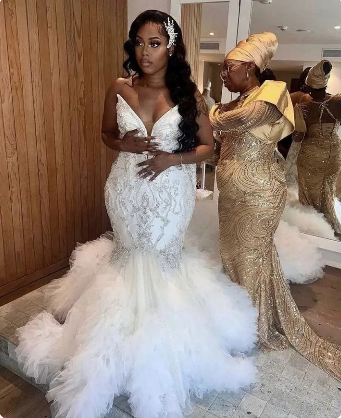 S01708L 2026 Lace New Tube Top Wedding Dress Fishtail Train Skirt High-end Luxury Sexy Wedding Dress