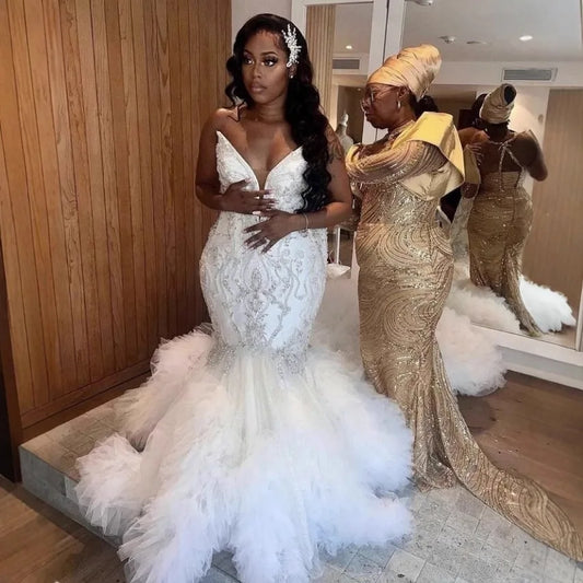 S01708L 2026 Lace New Tube Top Wedding Dress Fishtail Train Skirt High-end Luxury Sexy Wedding Dress