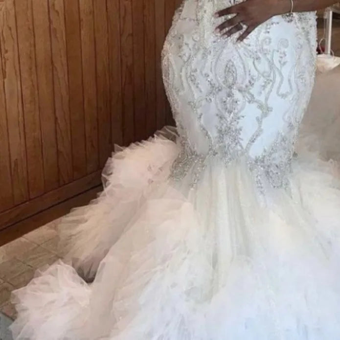 S01708L 2026 Lace New Tube Top Wedding Dress Fishtail Train Skirt High-end Luxury Sexy Wedding Dress