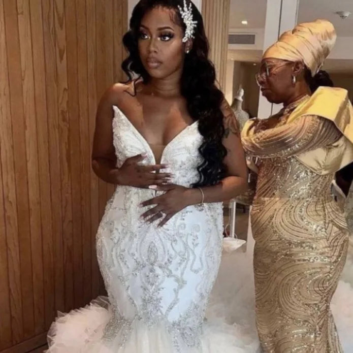 S01708L 2026 Lace New Tube Top Wedding Dress Fishtail Train Skirt High-end Luxury Sexy Wedding Dress