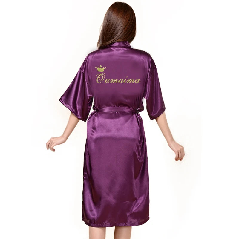 Customized Logo Bride Robe Wedding Bridesmaid Gift for Bridal Party Emulation Silk Soft Dress Home Bathrobe For Birthday Kimono
