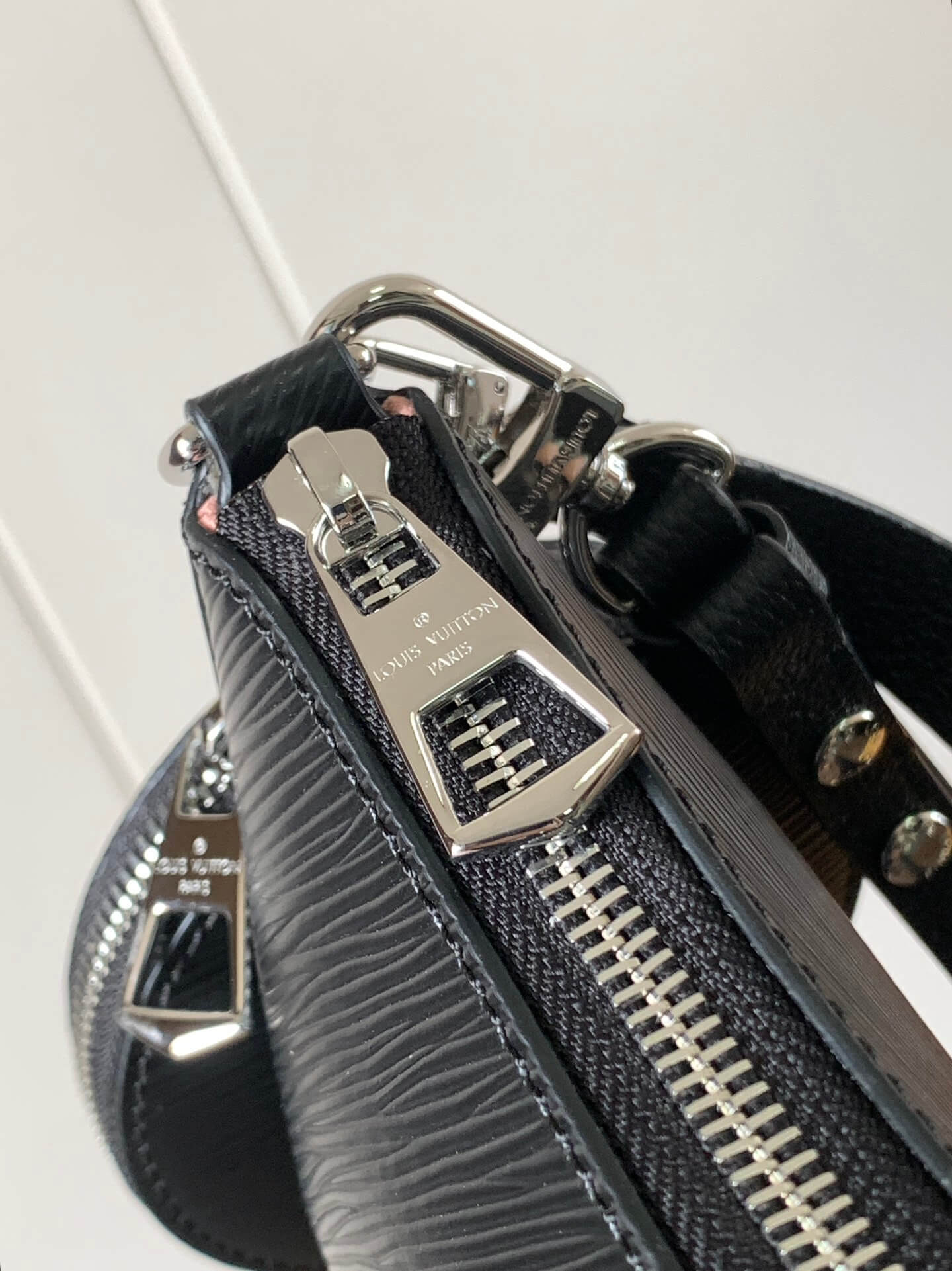 Luxury Black Designer Shoulder Bag with Silver Monogram Pattern – Chic & Timeless