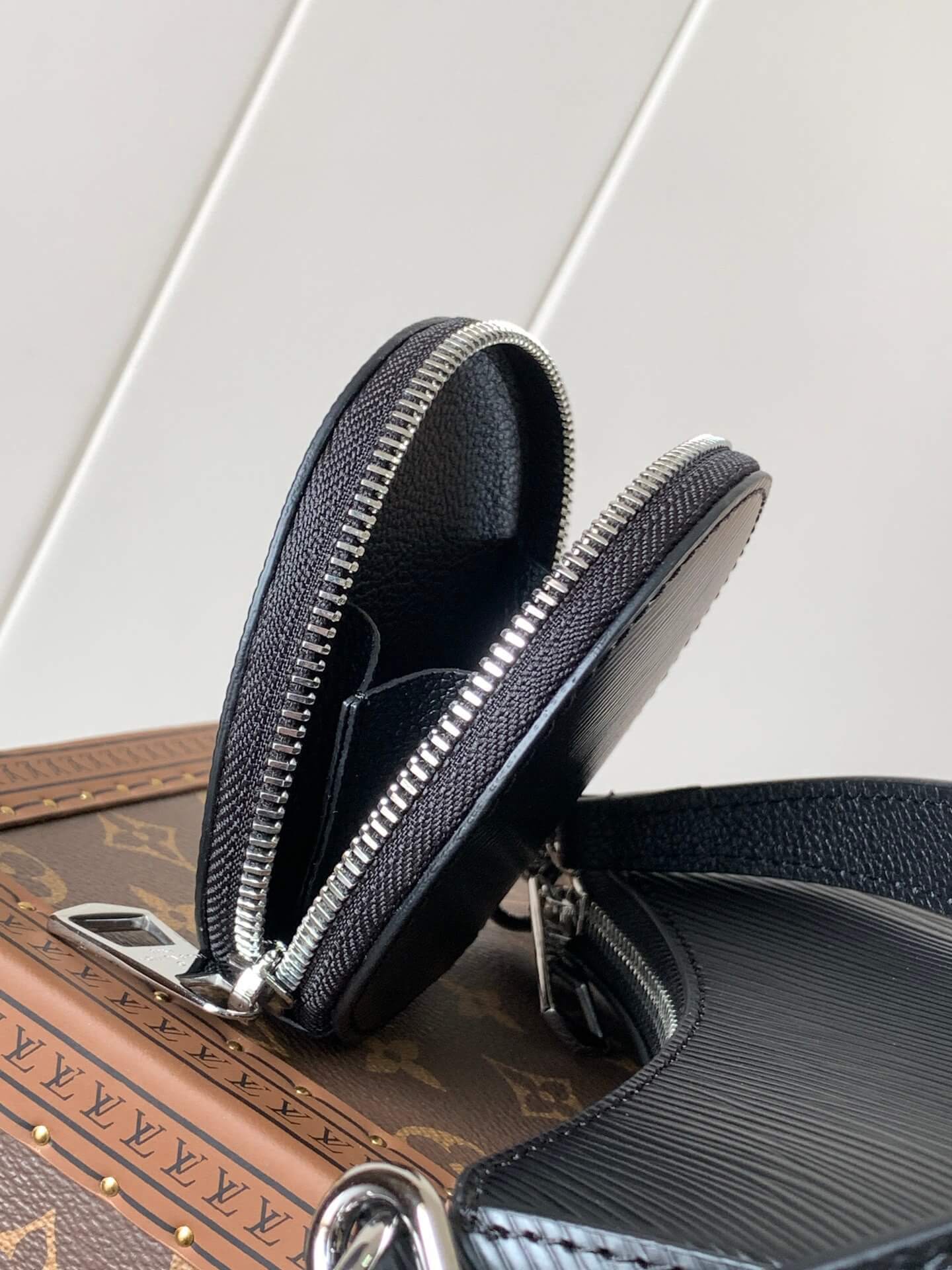 Luxury Black Designer Shoulder Bag with Silver Monogram Pattern – Chic & Timeless