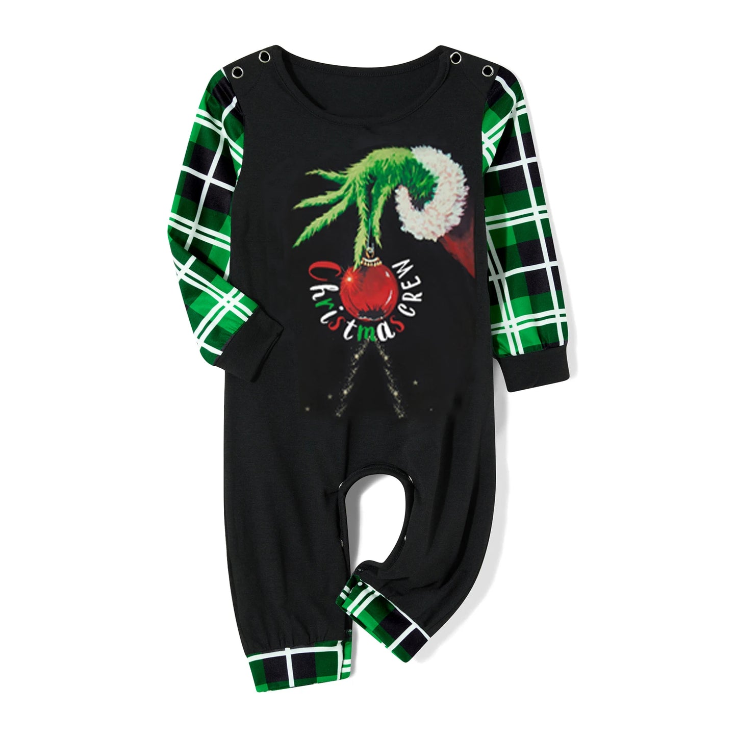 Combhasaki Family Matching Christmas Pajamas Set Christmas Ball & Plaid Print Holiday Pajamas Sleep Loungewear Dad Mom Kids PJs