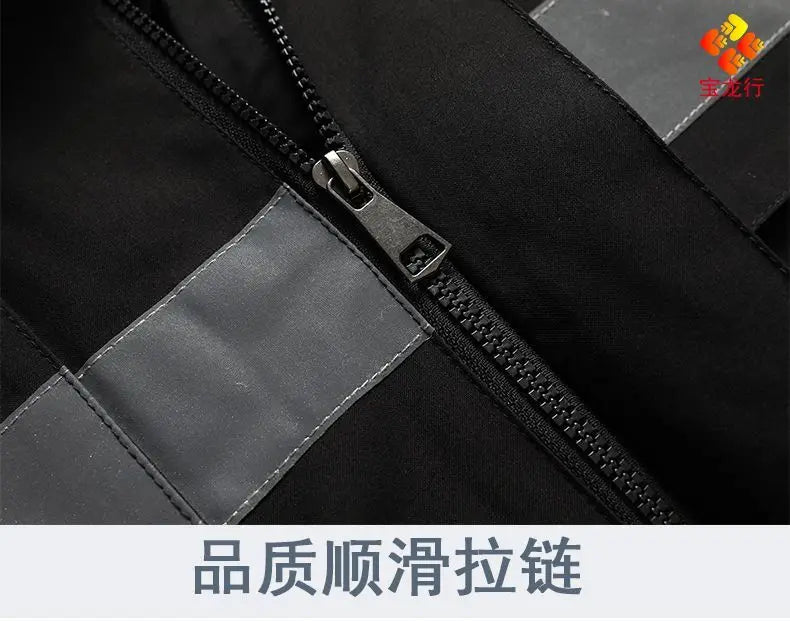 Winter Work Jacket Men, Waterproof Windproof Reflective Thermal Coat, Fleece Lined Abrasion Resistant Parka