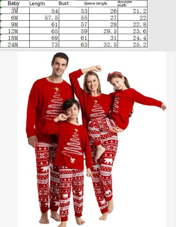 Christmas parent-child set pajamas loungewear cartoon print unisex long-sleeved cotton thermal pajamas regardless of the seasons
