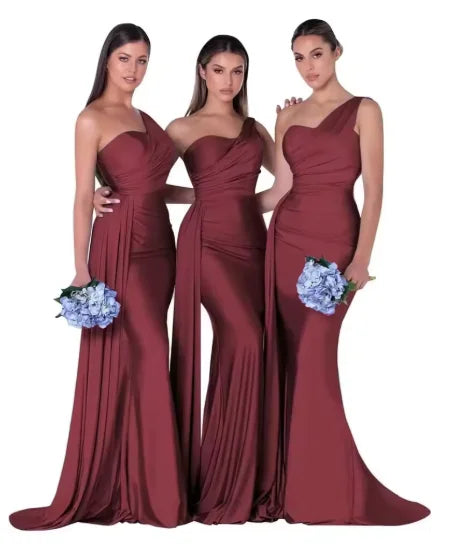 Customized Burnt Orange Mermaid Bridesmaid Dresses Satin Corset Bride Maids Gowns vestidos de fiestas robes invitée mariage