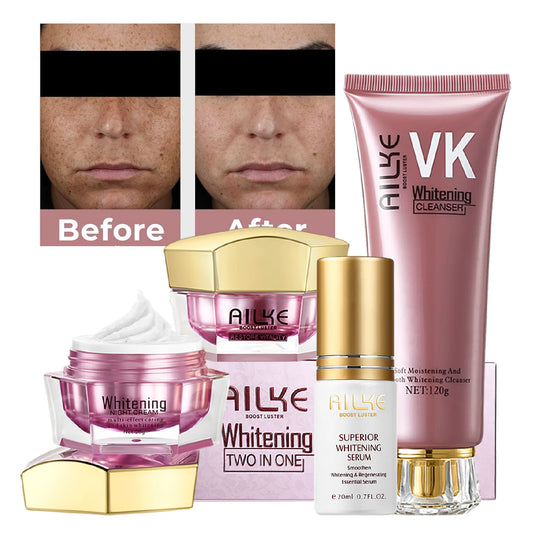 AILKE Lightening Anti-Wrinkle Face Cream With Collagen, Hyaluronic Acid, Whitening Skin Care Women Facial Moisturizer Set