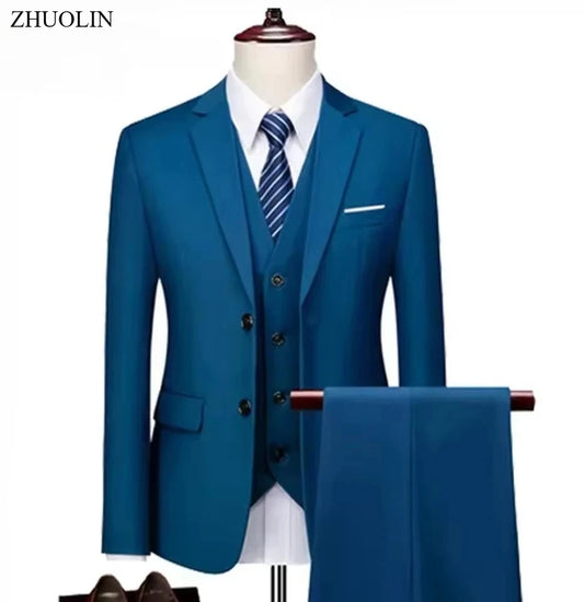 Suits For Men Elegant Wedding 3 Pieces Blazers Outfit 2 Set Jackets Vest Pants Full 2025  Fashion Classic Business Formal