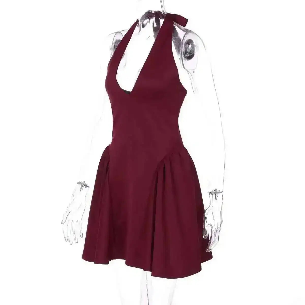 Townlike Waist Wrap A-line Pleated Dress Women Halter Mini 2024 Summer Dress V Neck Backless Nightclub Sexy Party Dresses