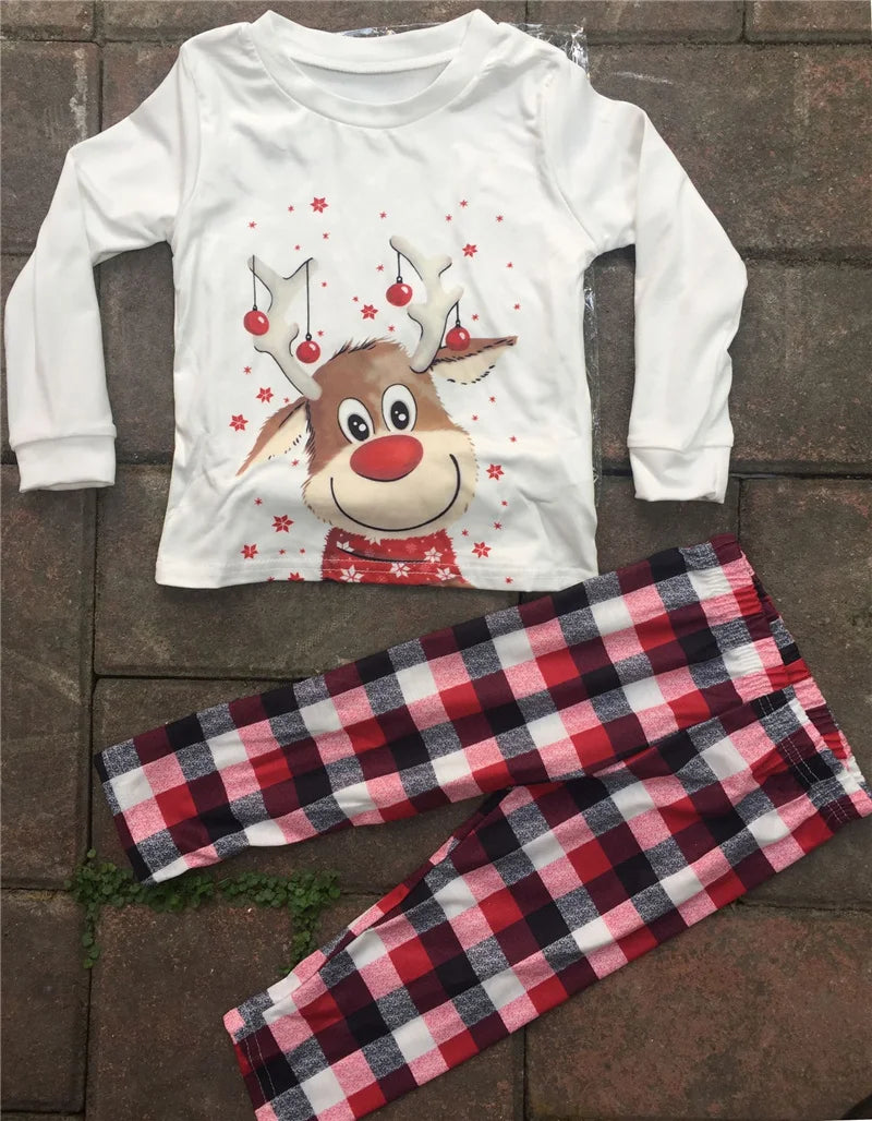 Christmas Family Matching Pajamas Sets Parent-Child Mother Daughter Cotton Suit Father Son Cartoon Top Trousers Outfits