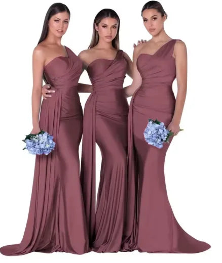 Customized Burnt Orange Mermaid Bridesmaid Dresses Satin Corset Bride Maids Gowns vestidos de fiestas robes invitée mariage