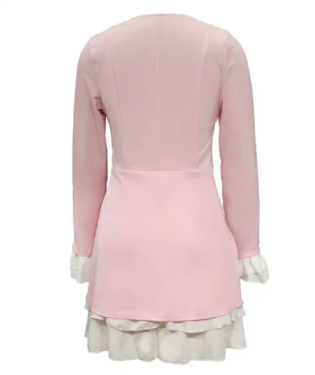 Dresses for Women 2023 Elegant Ruffle Hem Long Sleeve V-Neck Blazer Dress Button Blazer Work Formal Dresses Commuting