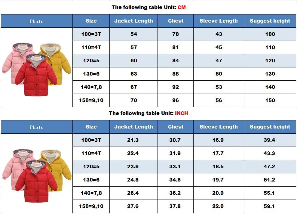 New Winter Boys Jacket Solid Color Mid-Length Keep Warm Cold Protection Hooded Down Cotton Windbreaker Coats For 3-10 Years