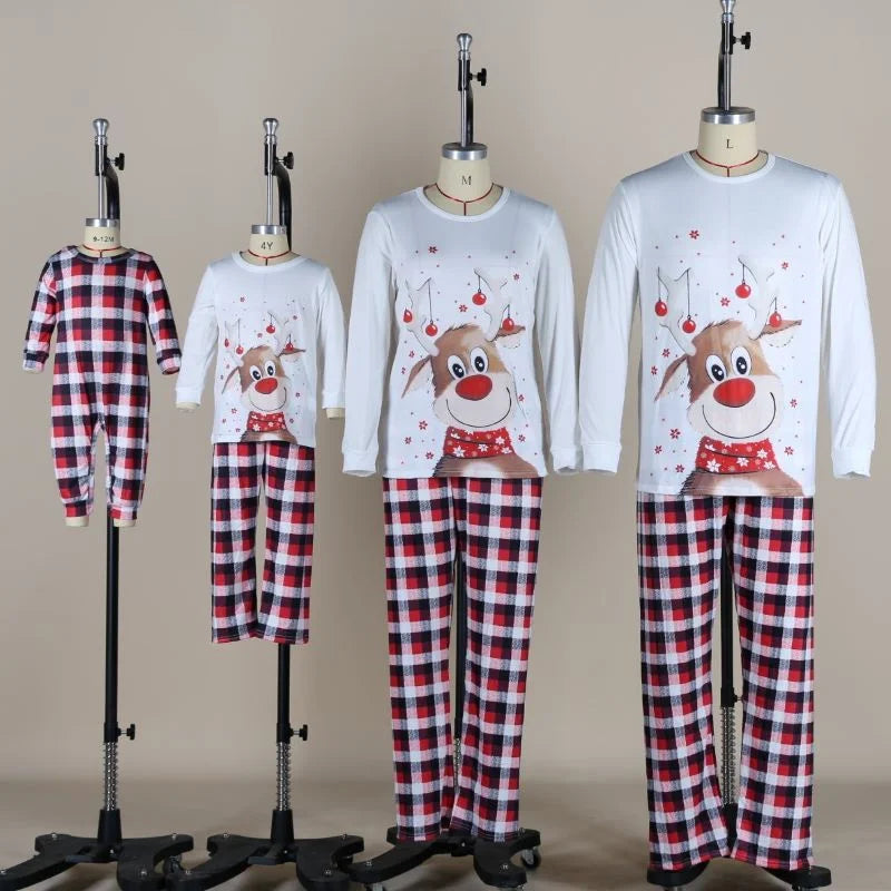 Christmas Family Matching Pajamas Sets Parent-Child Mother Daughter Cotton Suit Father Son Cartoon Top Trousers Outfits